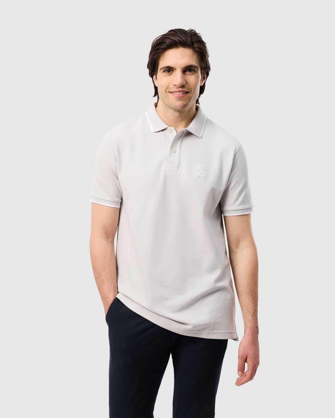 Polos Psycho Bunny Houston Pique Polo Shirt Pearl Homme | TET-99910071